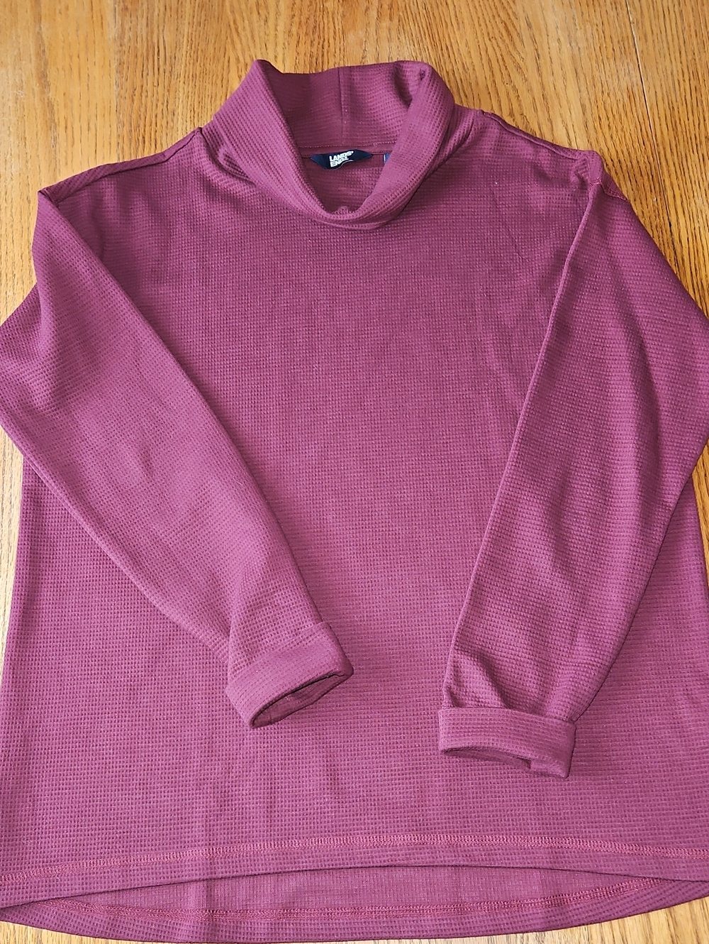 LANDS END NEW MAROON WAFFLE KNIT PULLOVER SZ M